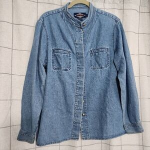 Ruff Hewn Blue Denim Button-Up Top